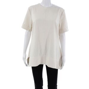 Victoria Victoria Beckham Women Tunic Blouse Ivory Short Sleeve Size 8